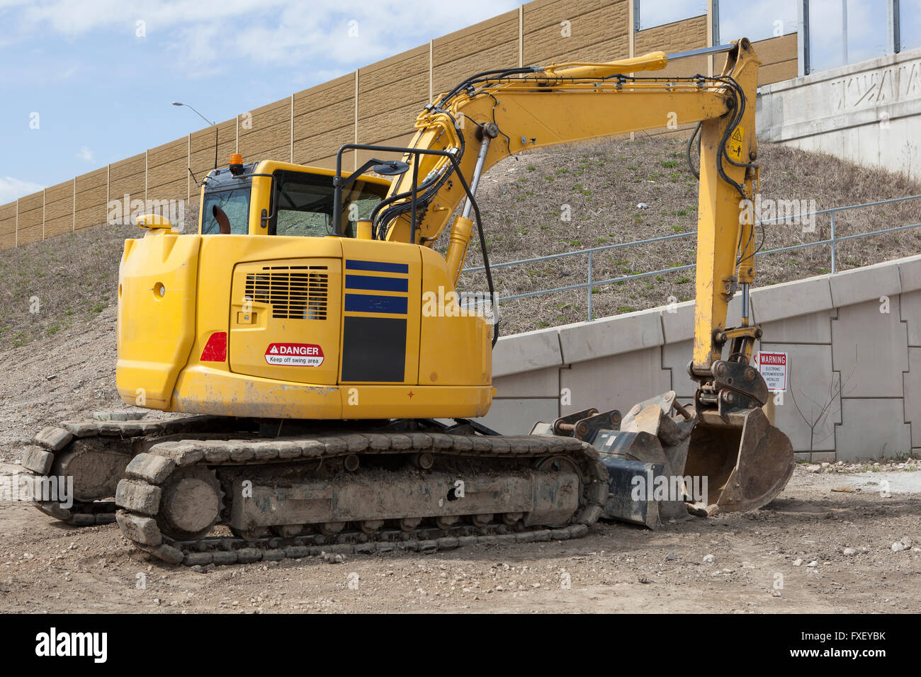 Geparkten Baggerlader auf Baustelle Stockfoto