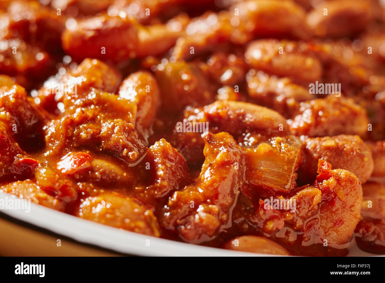 Chile-Bohnen oder Bohnen mit Chili-Sauce, ein typisches Gericht aus New Mexico, USA Stockfoto