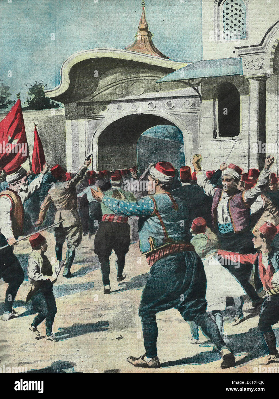 Die große Demonstration vor der Sublime Porte, die die neue Wendung in der Türkei provoziert Stockfoto