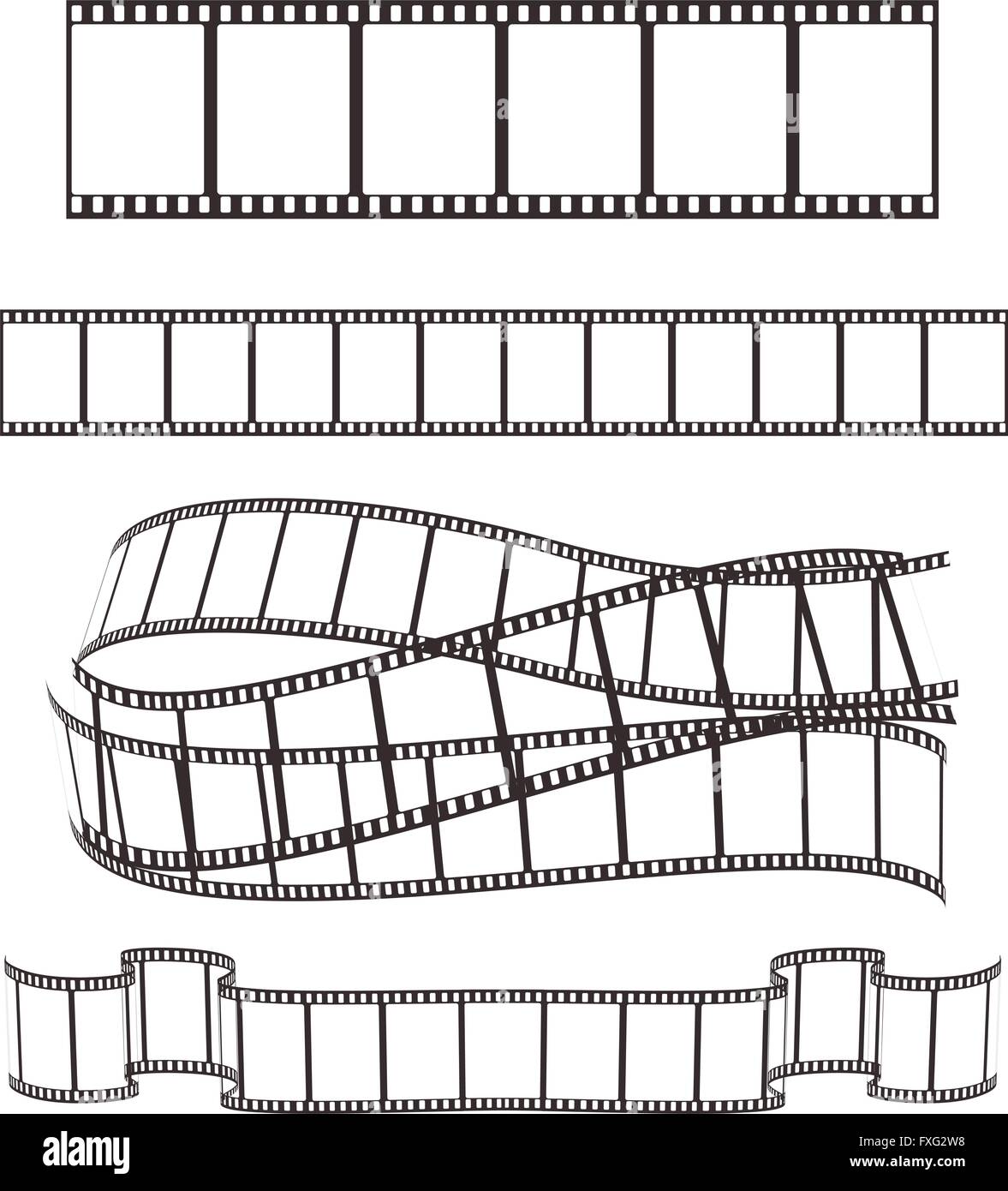 Satz von leeren Filmstreifen auf weiß für Ihr Design. Vektor-illustration Stock Vektor