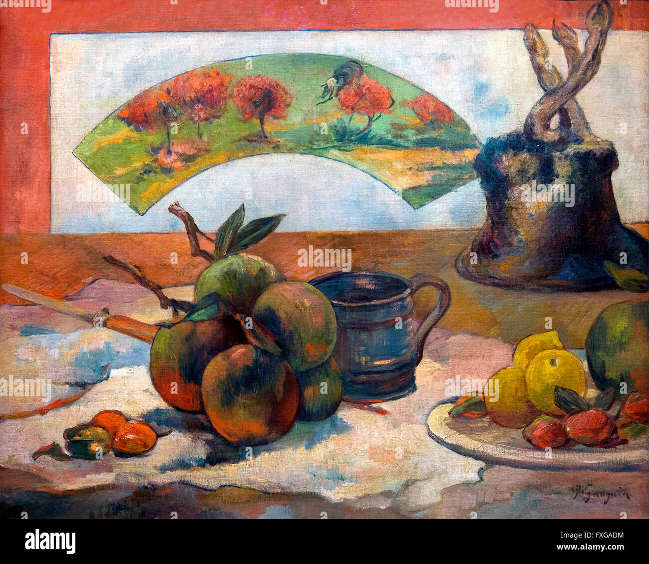 Stillleben mit Ventilator, Nature Morte ein l'eventail von Paul Gauguin, 1889, Musee d ' Orsay, Paris, Frankreich Stockfoto