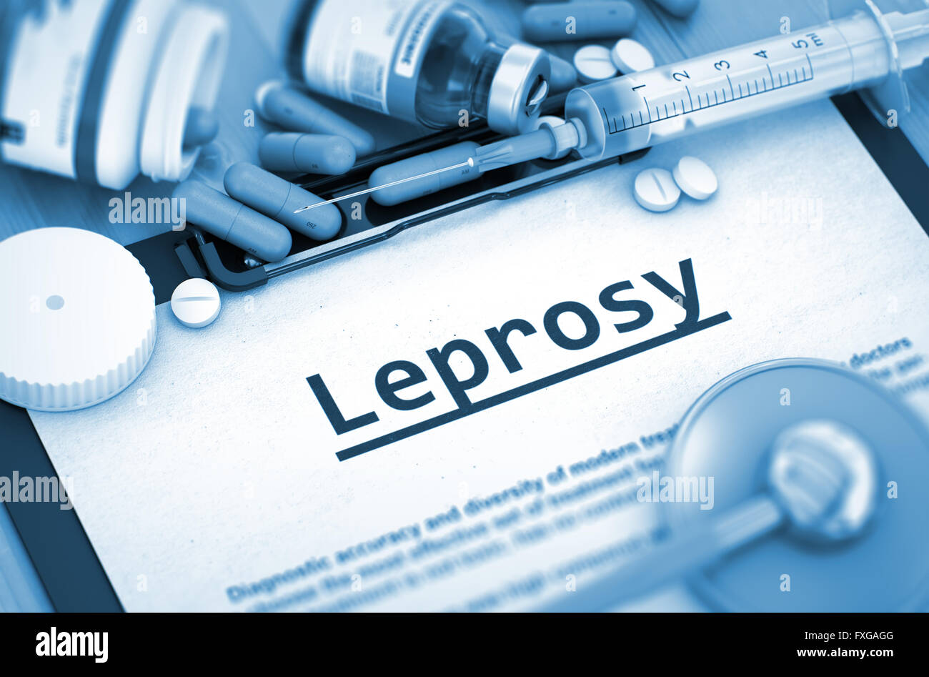 Diagnose der Lepra. Medizinisches Konzept. Stockfoto
