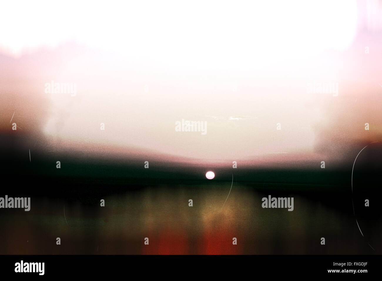 Retro-Cam Sonnenaufgang Foto, Sonnenaufgang Vintage Photo-Effekt, Retro-Stil Foto von sunrise Stockfoto