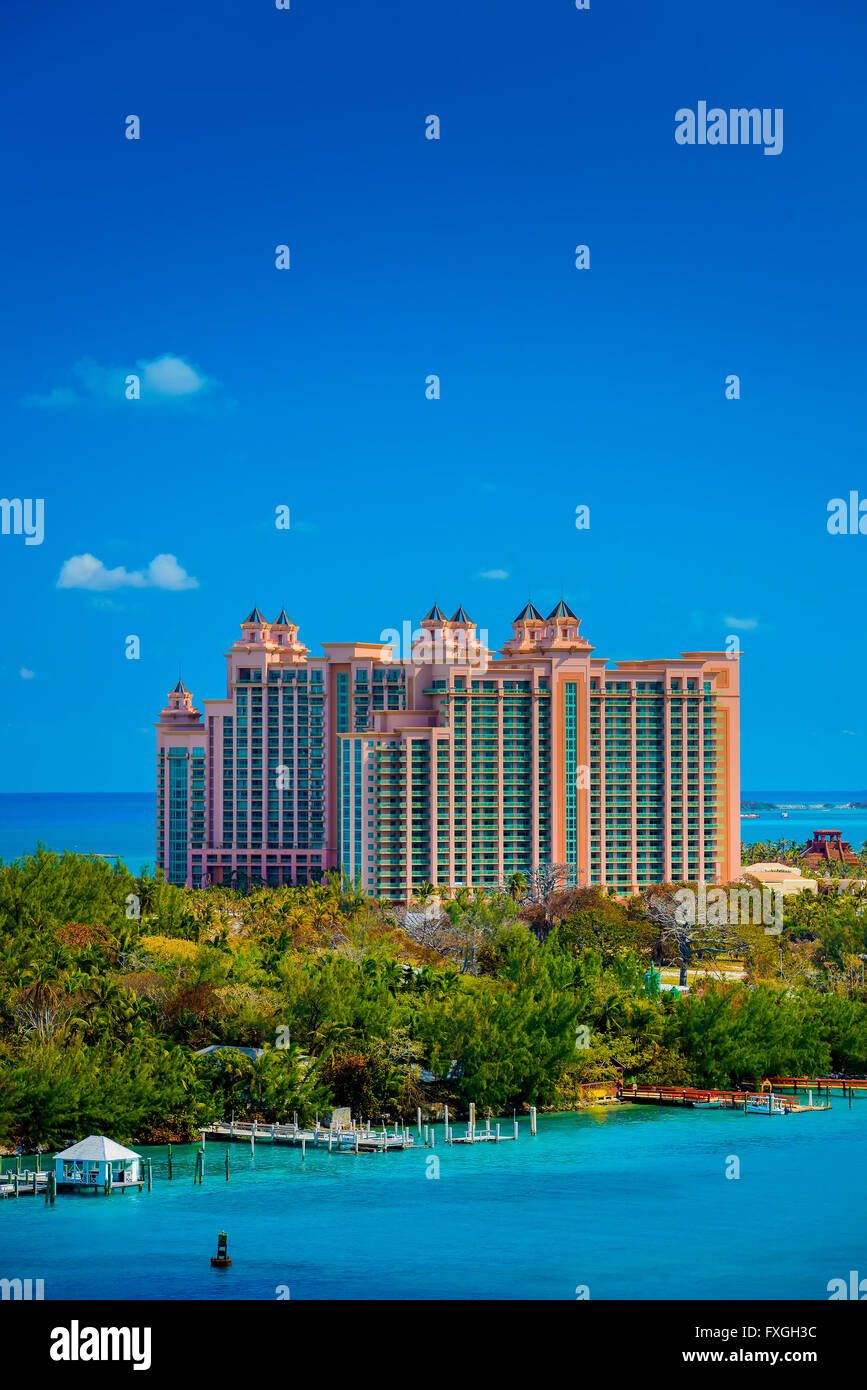 Atlantis Resort Hotel in Nassau Bahamas bis Sonnenuntergang Stockfoto