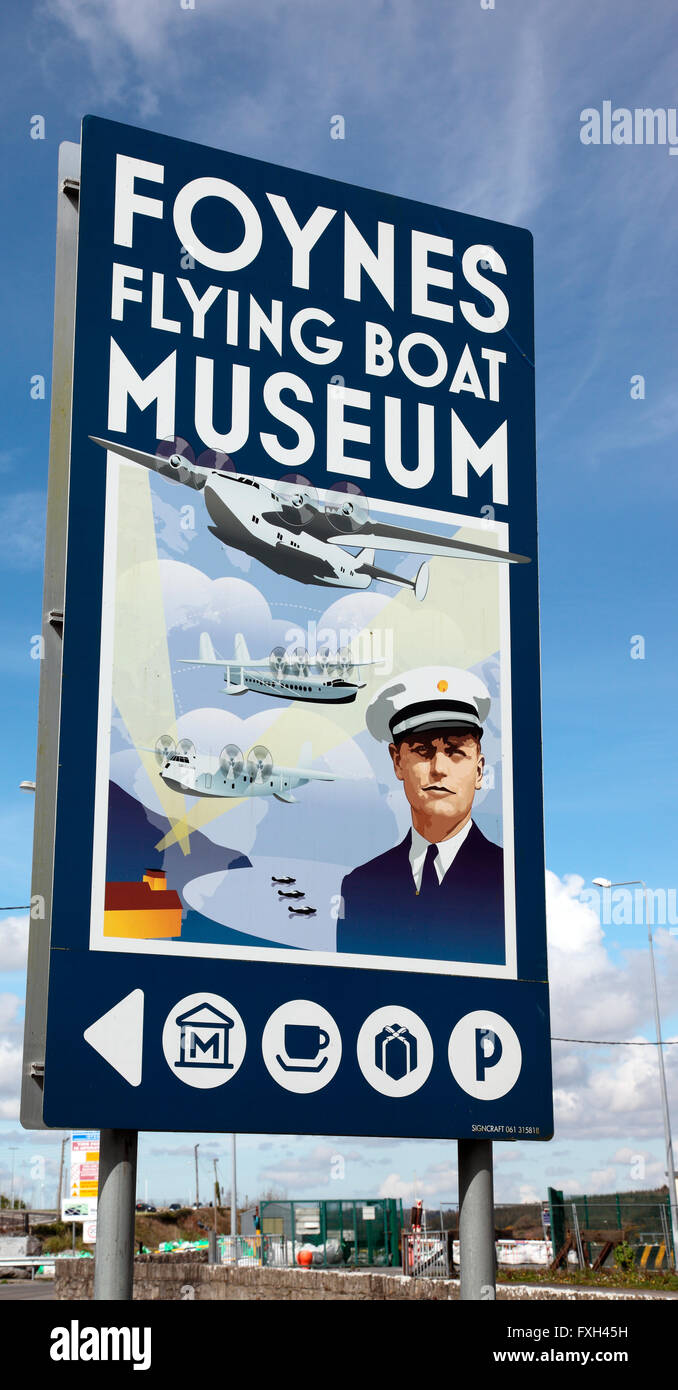 Foynes Flyingboat Museum anmelden Foynes, Co. Limerick, Irland Stockfoto