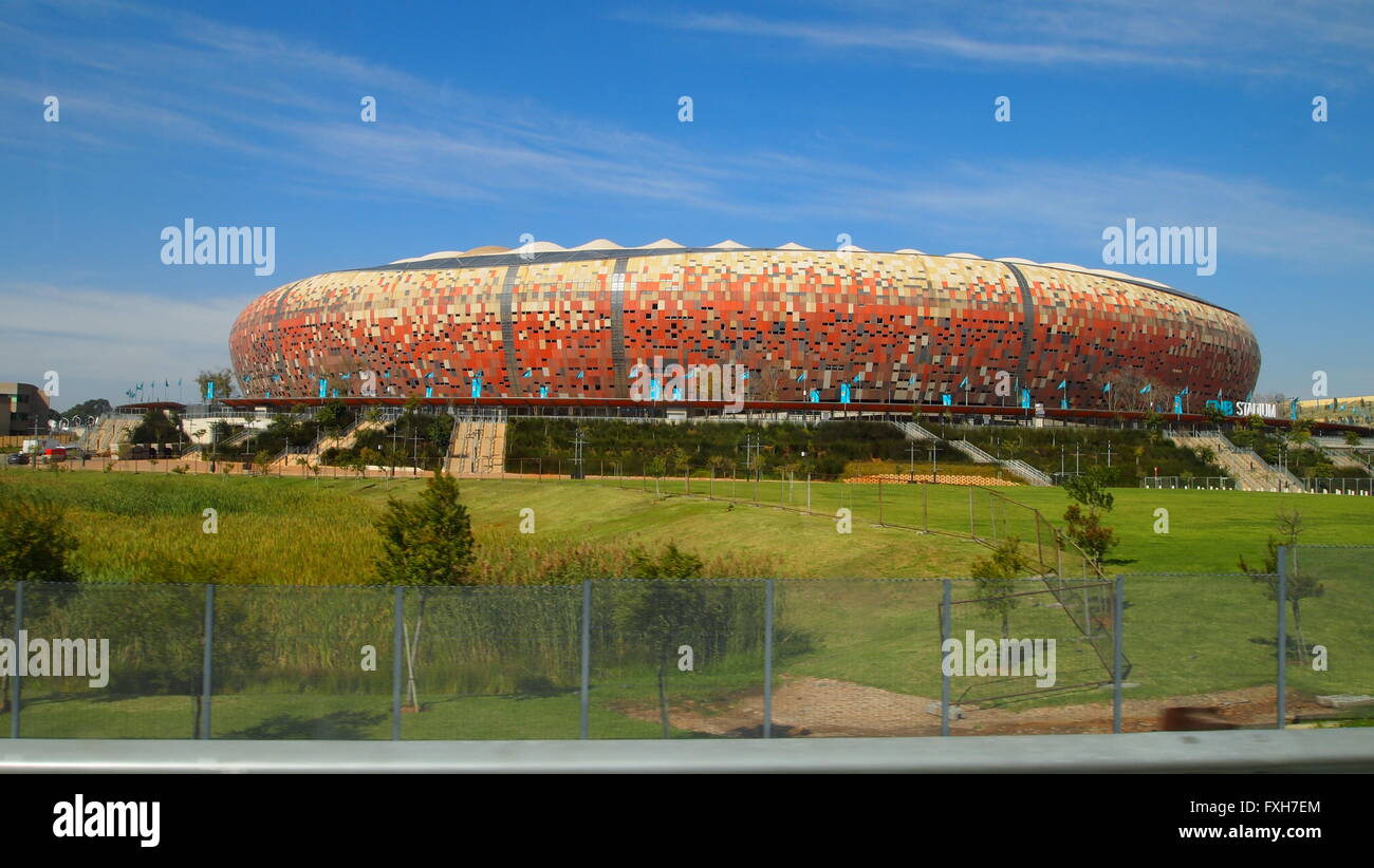 FNB-Stadion (AKA) Soccer City in Johannesburg. Stockfoto