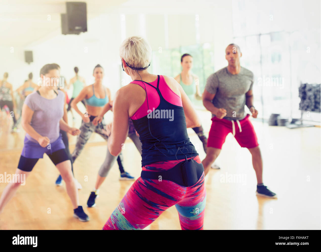 Fitness Instruktor führenden Aerobic-Kurs Stockfoto