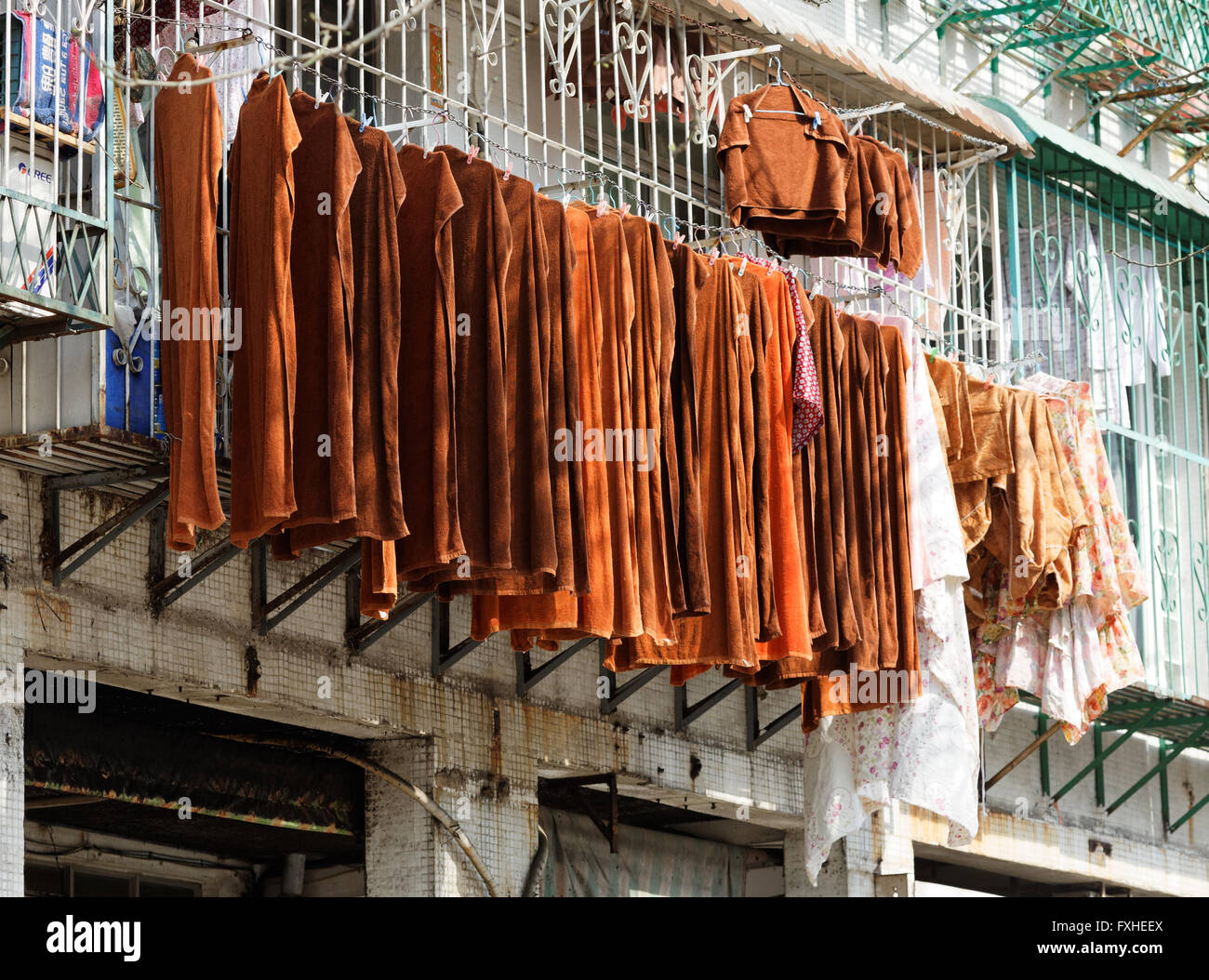 Wäsche aufhängen Macau Stockfoto
