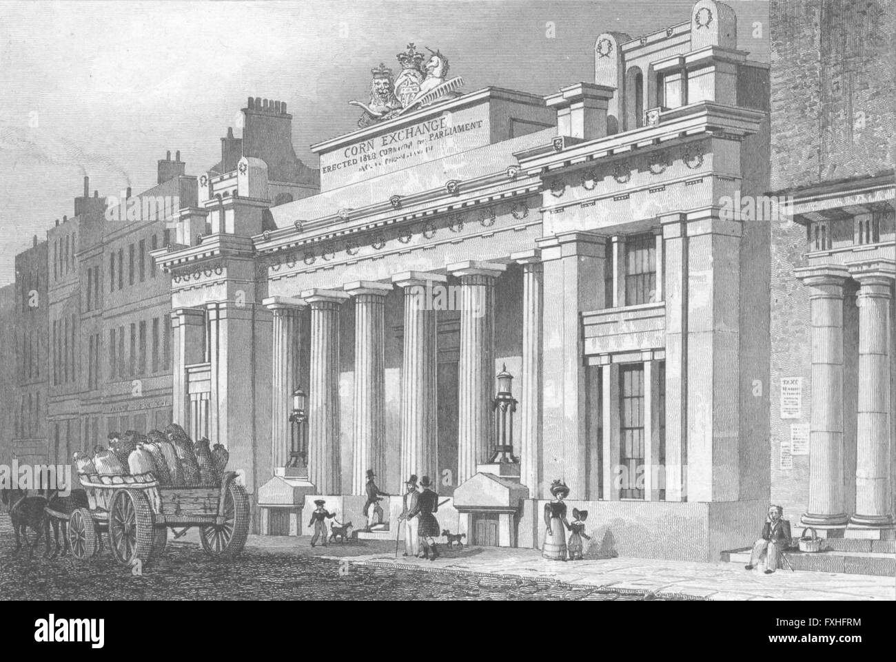 LONDON: Neue Corn Exchange, Mark Lane, antique print 1828 Stockfoto