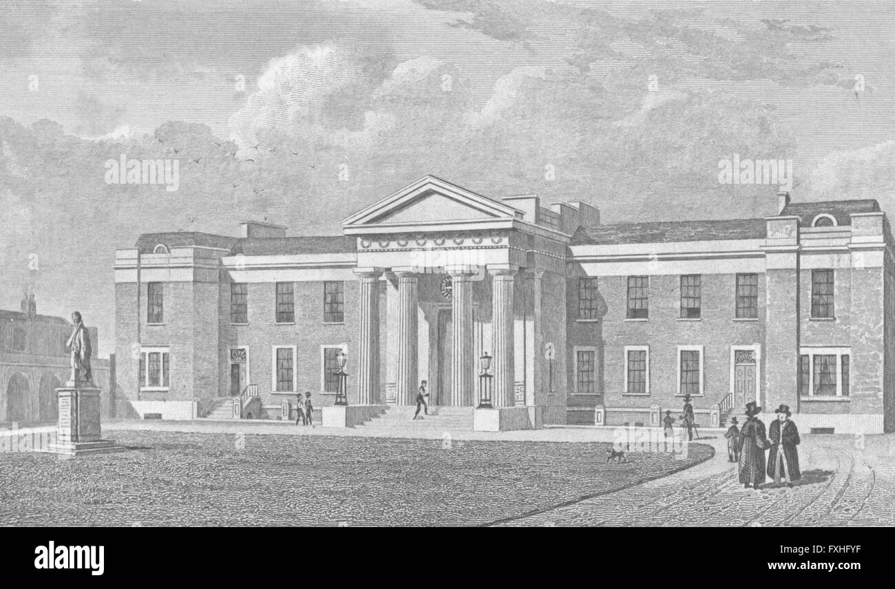 LONDON: Der Herrenausstatter Almosen Häuser, Hoxton, antique print 1828 Stockfoto