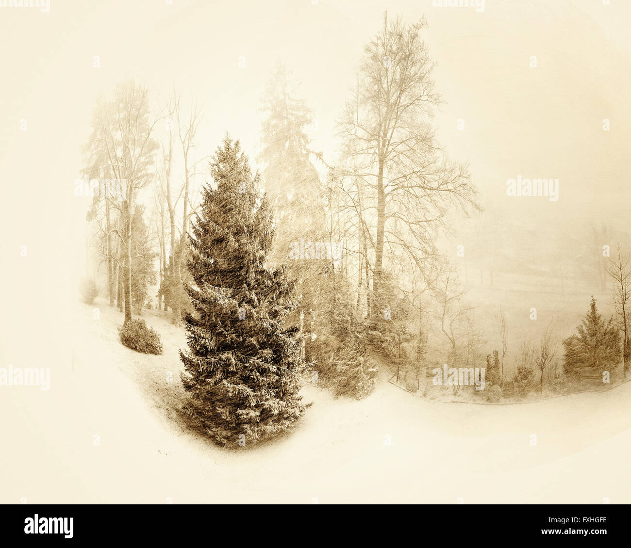 Fotokunst: Winter (Bad Tölz, Bayern, Deutschland) Stockfoto