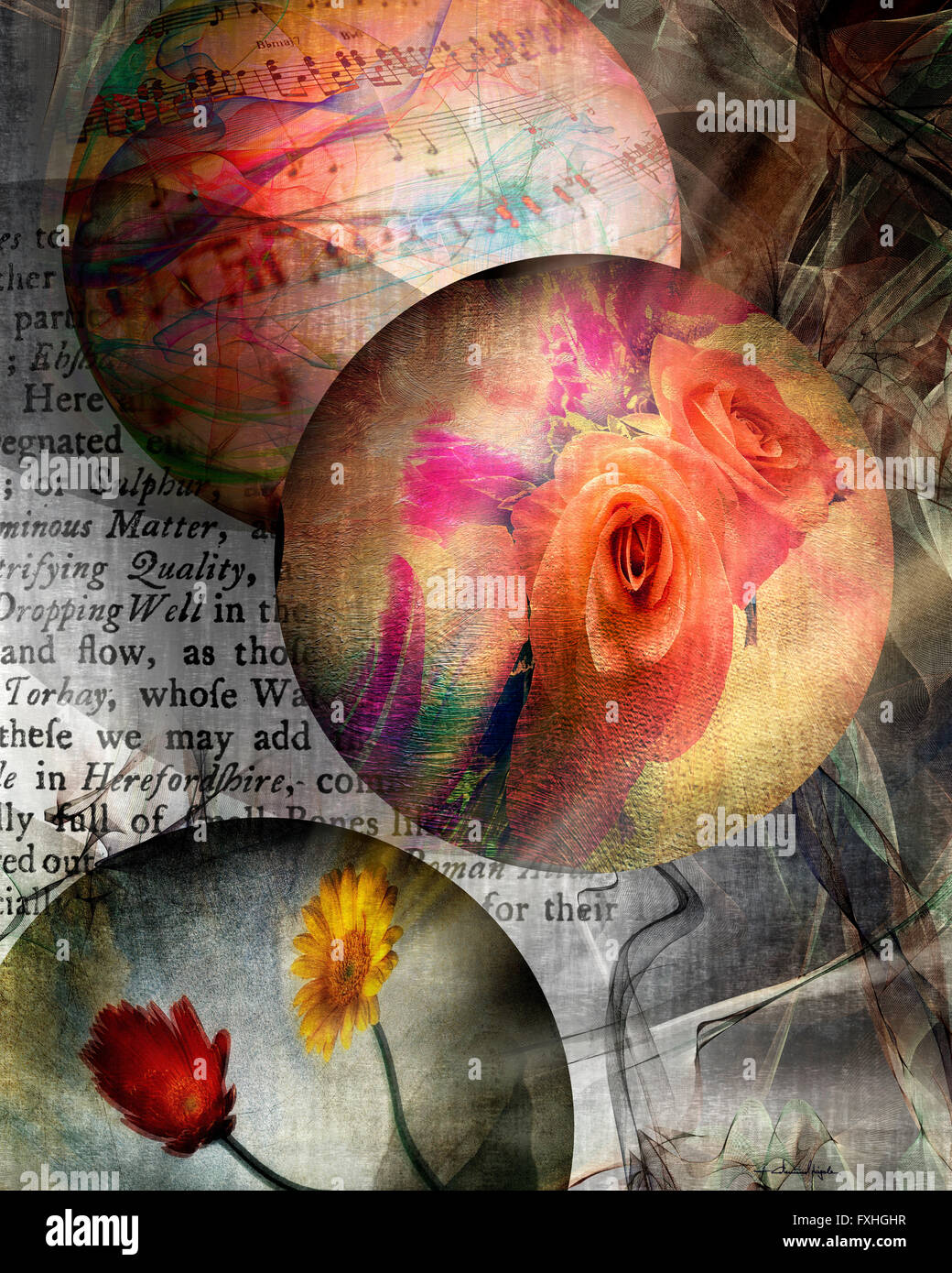 DIGITALE Kunst: Große Kugeln aus Liebe Stockfoto