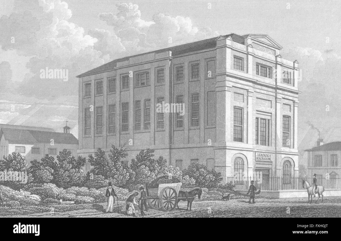 LONDON: Gebäude, Highfield, Camden Road, antique print 1829 Stockfoto