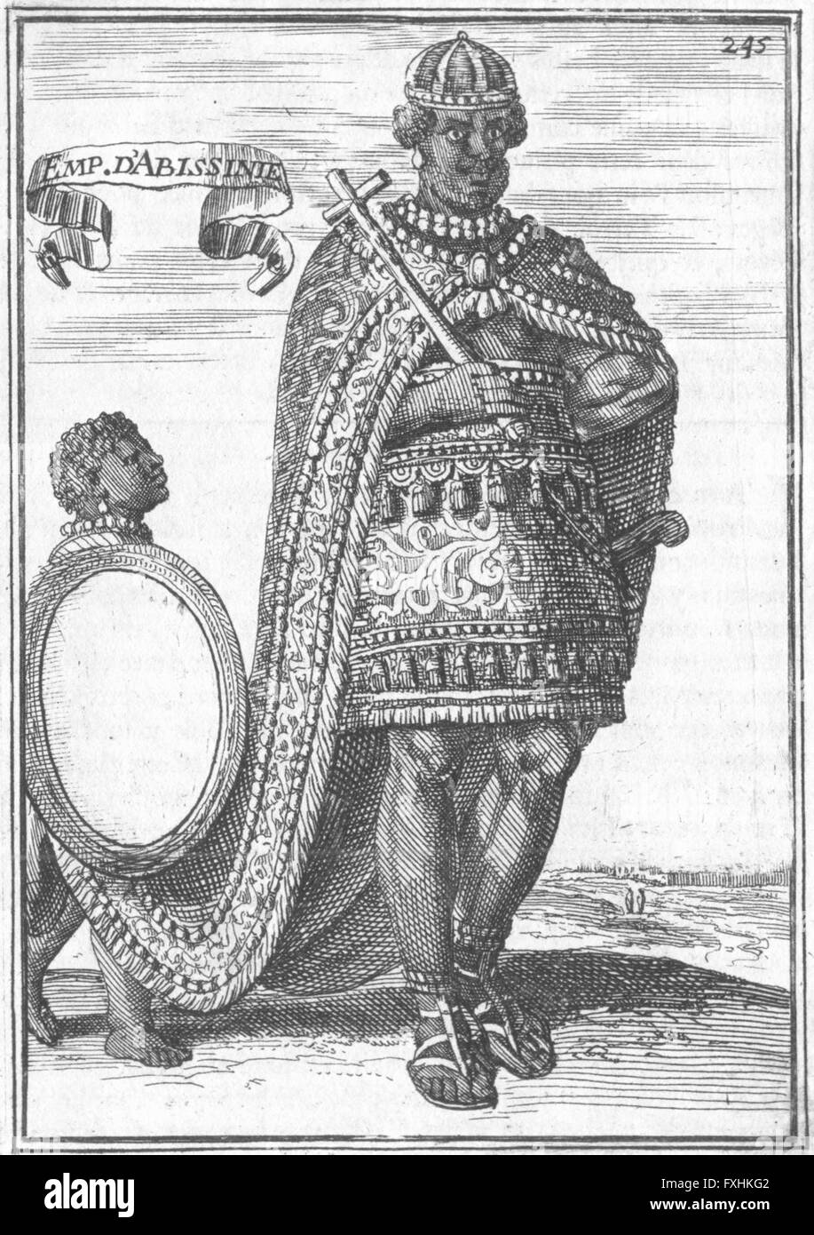 Äthiopien: Kaiser von Abysinnia, antique print 1683 Stockfoto