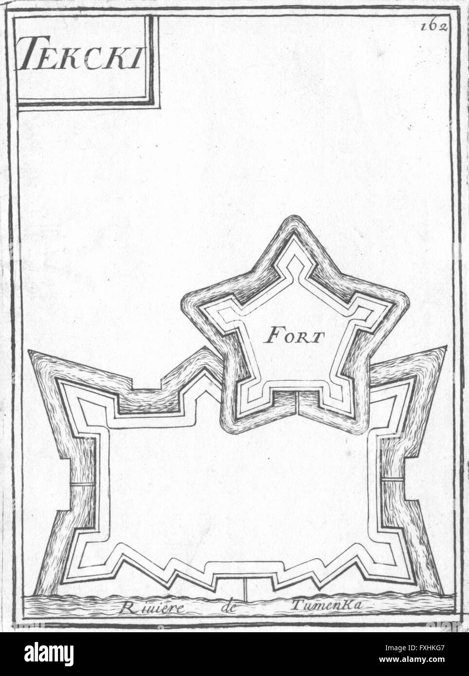 Russland: Tekcki; Riviere de Tumenka, antike print 1683 Stockfoto