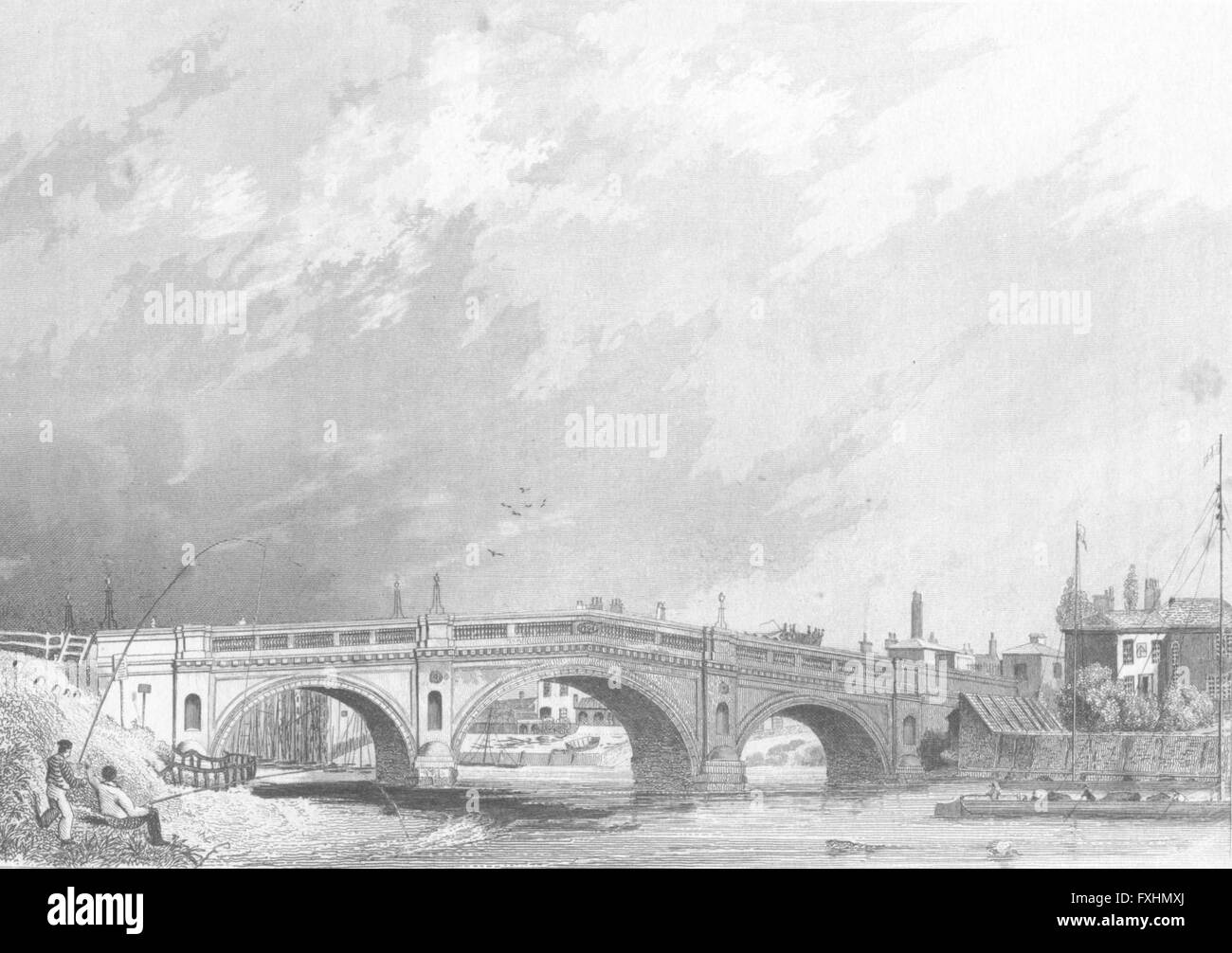 LINCS: Gainsborough Brücke: Saunders Fischer, antique print 1836 Stockfoto