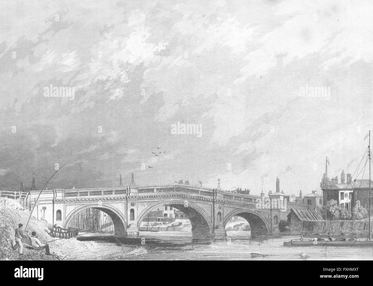 LINCS: Gainsborough Brücke: Saunders Barge, antique print 1836 Stockfoto