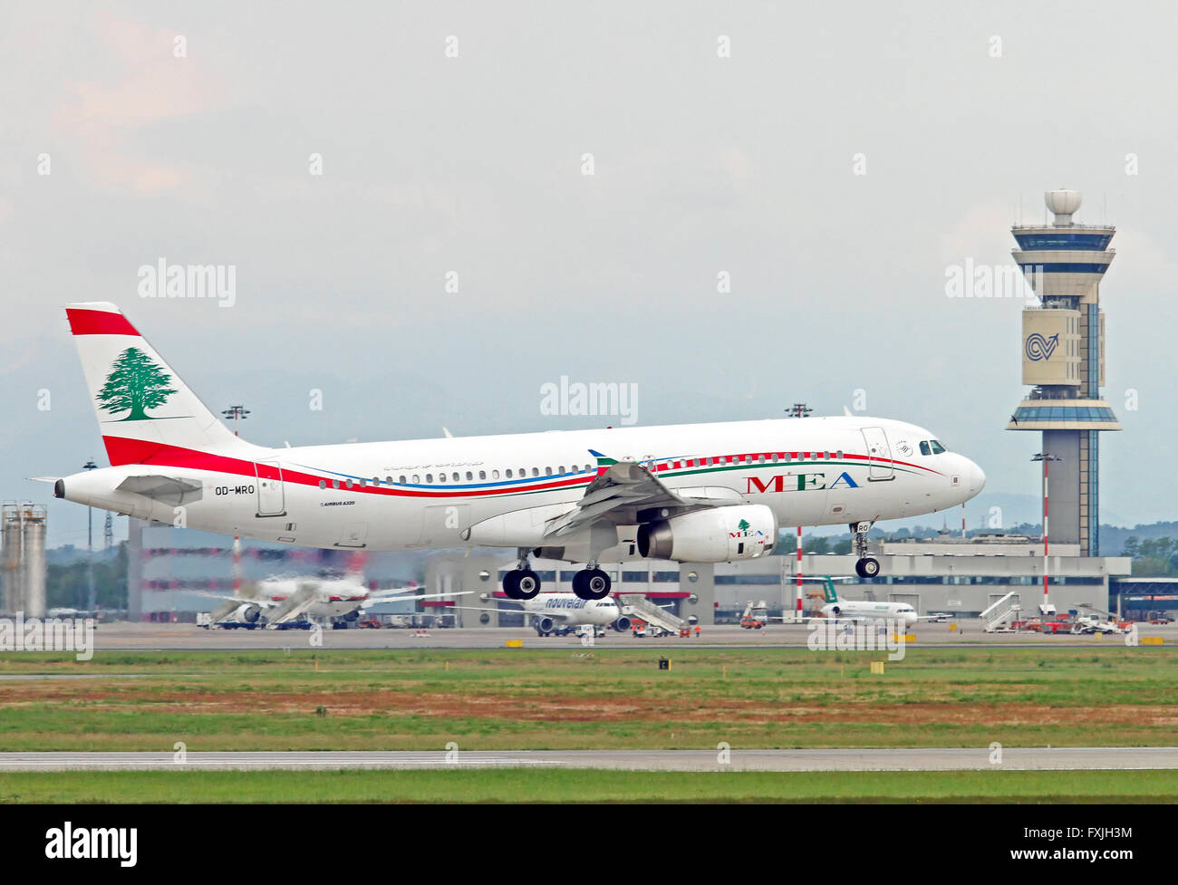 OD-MRO MEA - Middle East Airlines Airbus A320-232 am Flughafen Mailand Stockfoto