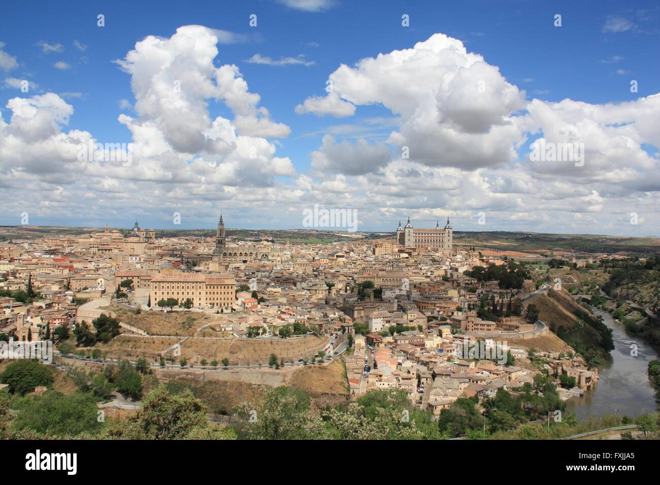 Ansicht von Toledo, in Zentralspanien aus über den Fluss Tejo Stockfoto