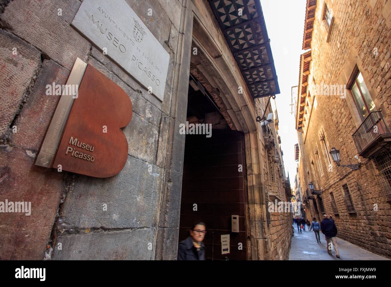 Der Eingang zum Picasso-Museum in Barcelona, Spanien. Stockfoto
