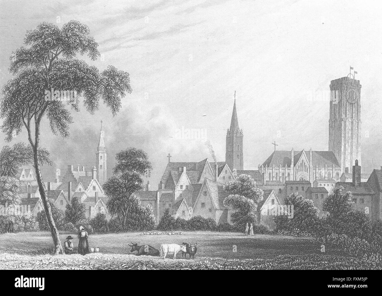 Belgien: Mechelen "Malines": Shury, antike print 1840 Stockfoto