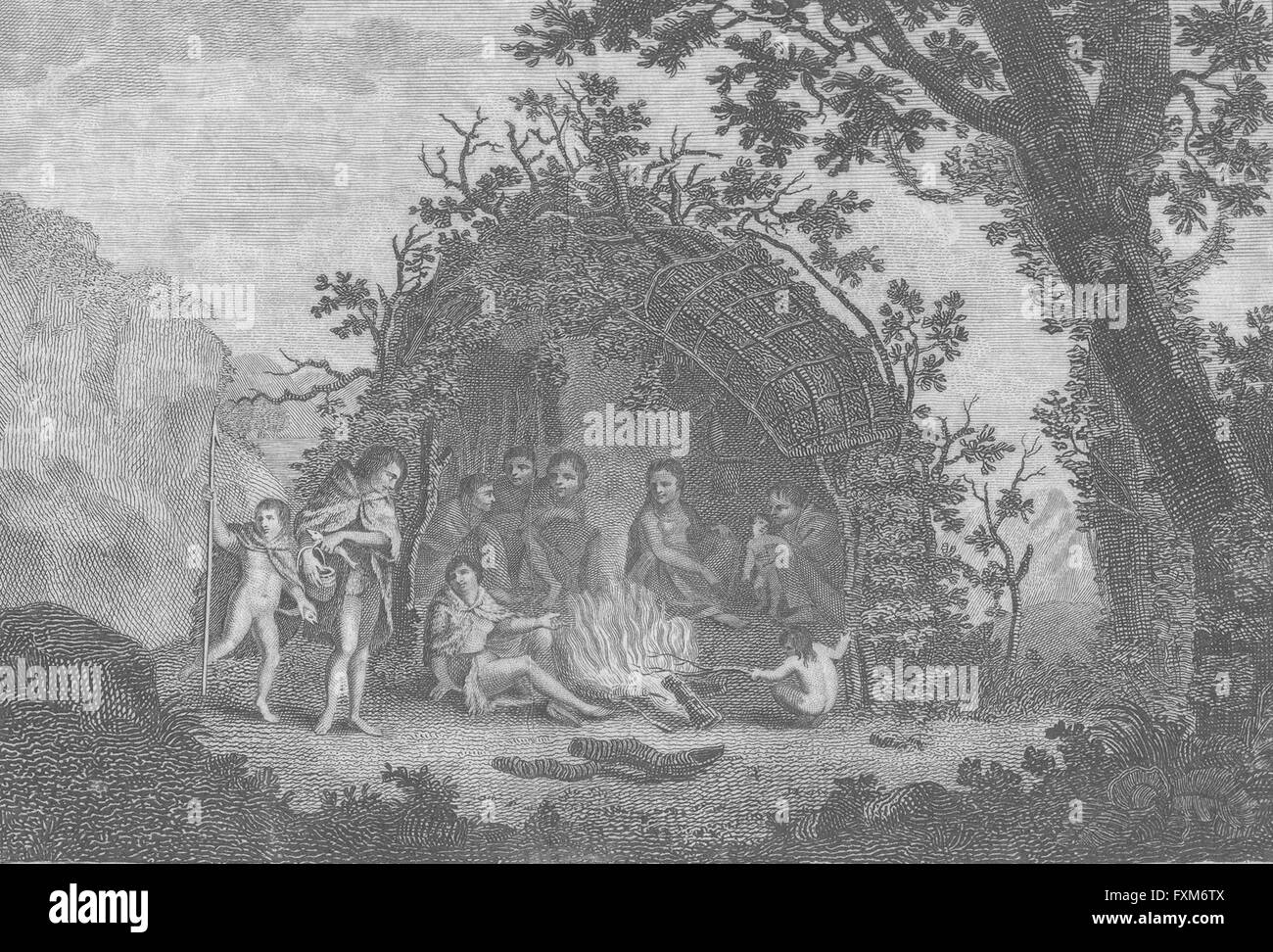TIERRA FUEGO: Behausung, Insel, Ende S Amerika, antiken print c1770 Stockfoto