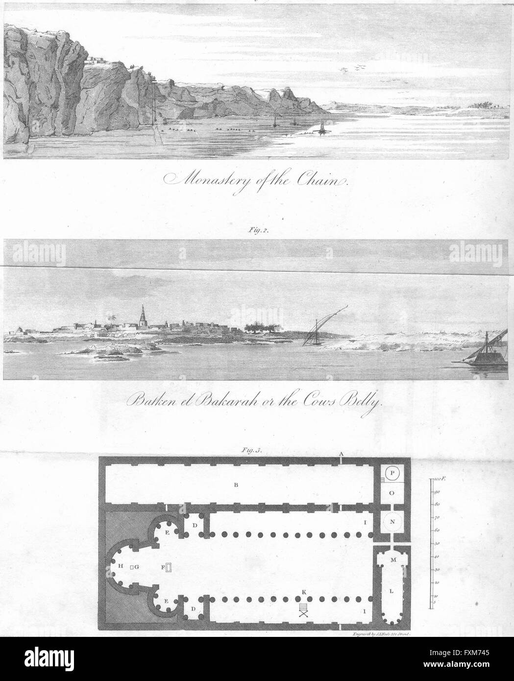 Kloster: Der Kette; Barken el Bakarah Kühe Bauch; , Antik print c1810 Stockfoto