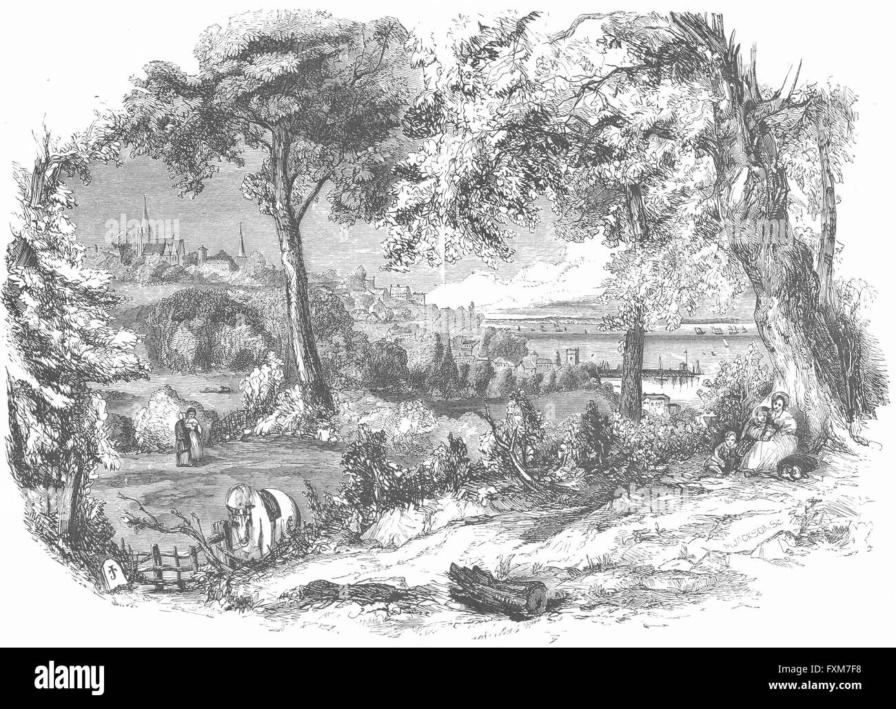 ISLE OF WIGHT: Ryde: IOW: Holz graviert Stil, antike print 1860 Stockfoto