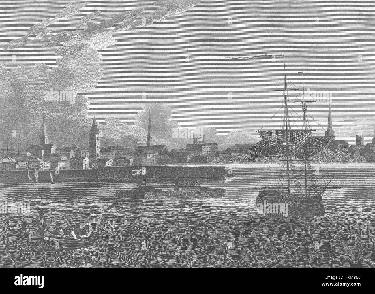 Dänemark: Kopenhagen: Craig Schiff Boot anzeigen, antike print 1819 Stockfoto