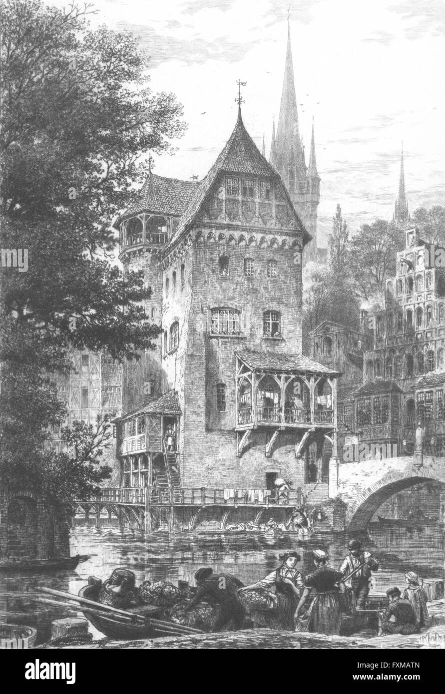 Deutschland: Deutsche Mühle: Braunschweig, antiken print 1880 Stockfoto