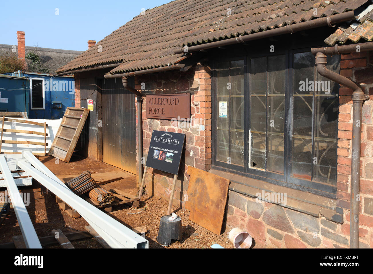 Eine alte Schmiede Arbeiten am Allerford in Somerset Stockfoto