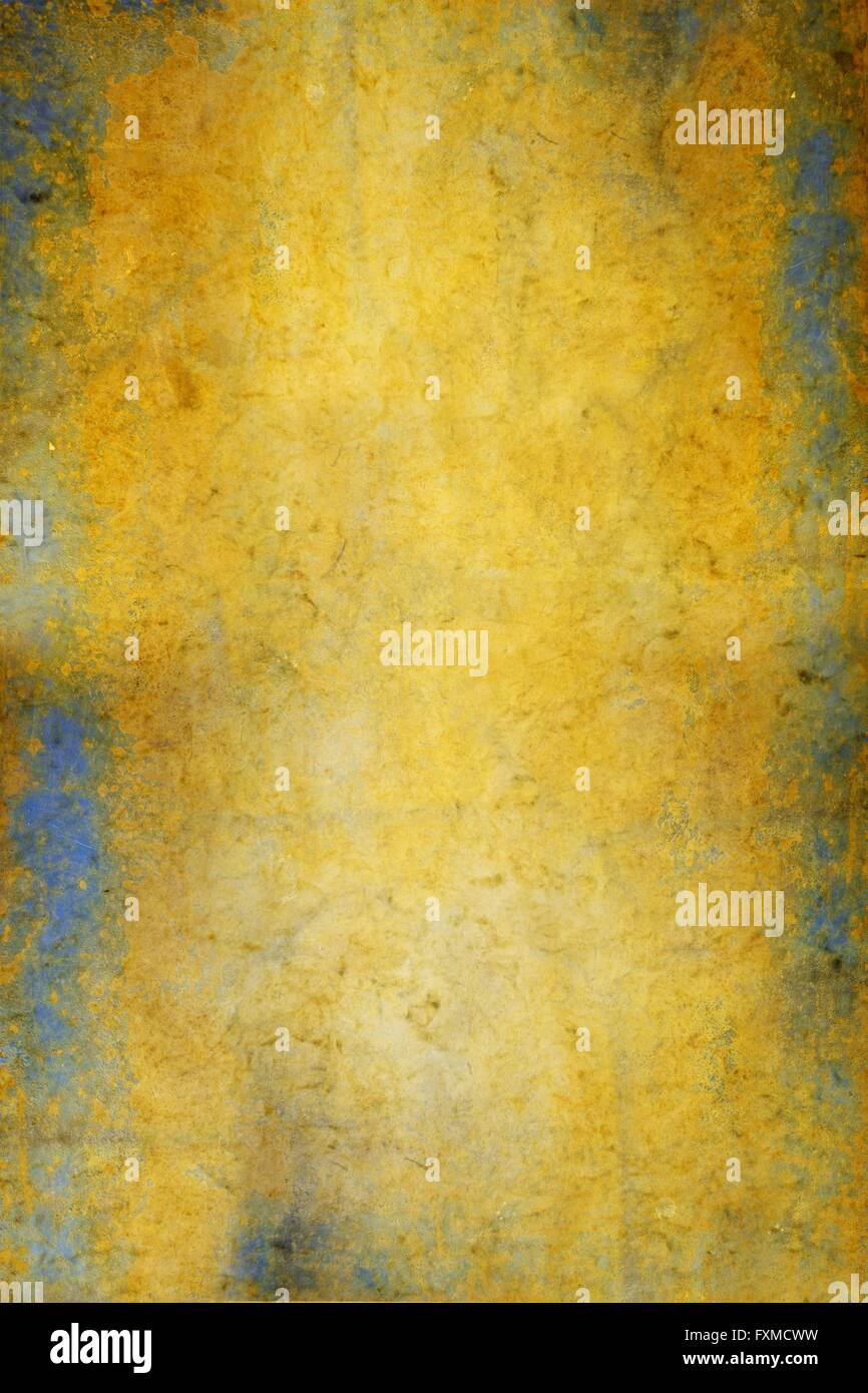 Abstrakte strukturierten Hintergrund mit blauen und braunen Muster auf gelben Hintergrund. Für Kunst-Textur, Grunge-Design und Vintage-Papier Stockfoto