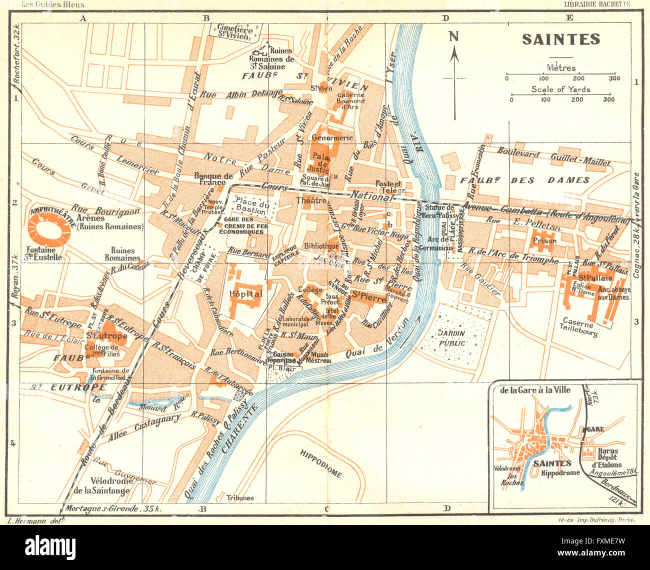 Frankreich: Saintes, 1926 Vintage Karte Stockfoto