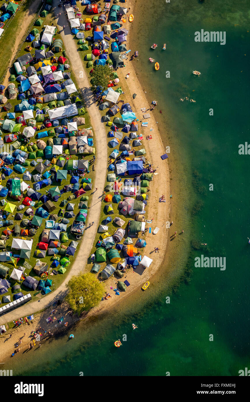 Luftaufnahme, Blackfoot Beach, Fühlinger See, SommerEvent am Fühlinger See mit mehr als 25.000