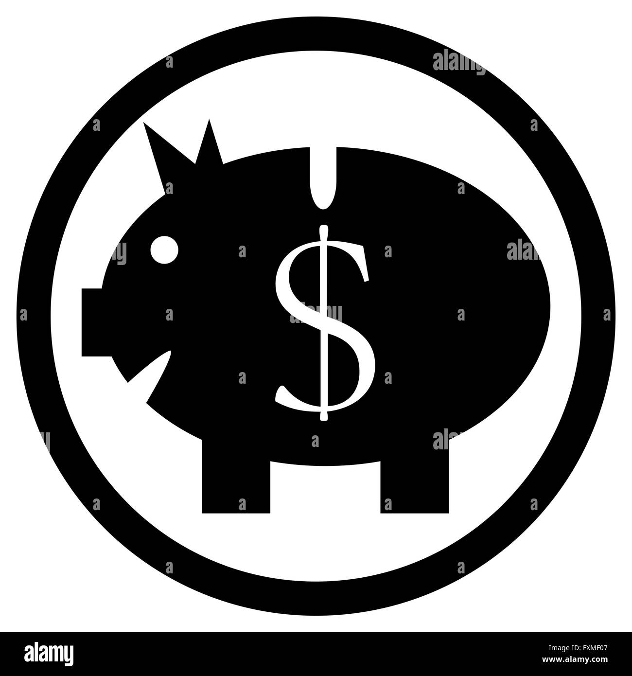 Sparschwein schwarz weiße Symbol. Geld sparen und sparen Sie Geld, Symbol und Bank Schwein Sparschwein, Investitionen Cash Dollar. Vektor-flach-de Stockfoto