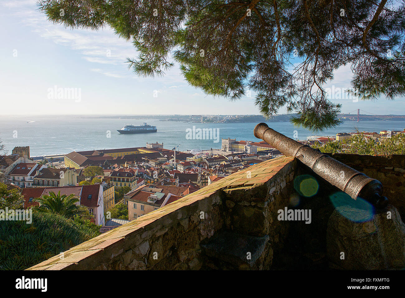 Sehen von St.-Georgs Burg, Tahoe Fluss, Lissabon, Portugal Stockfoto