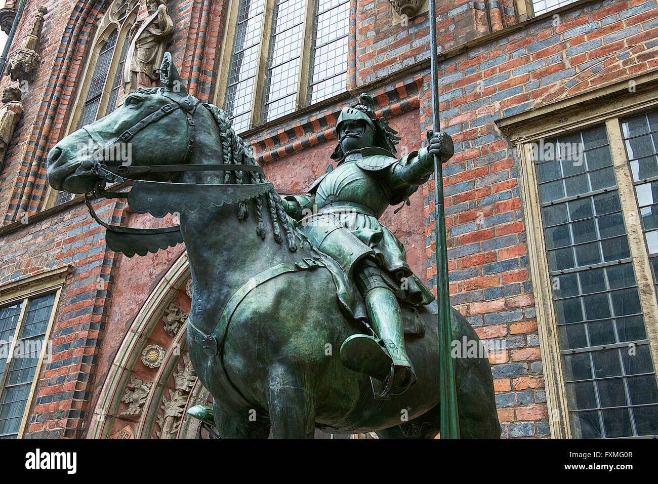Statue am Bremer Rathaus, Deutschland Stockfoto