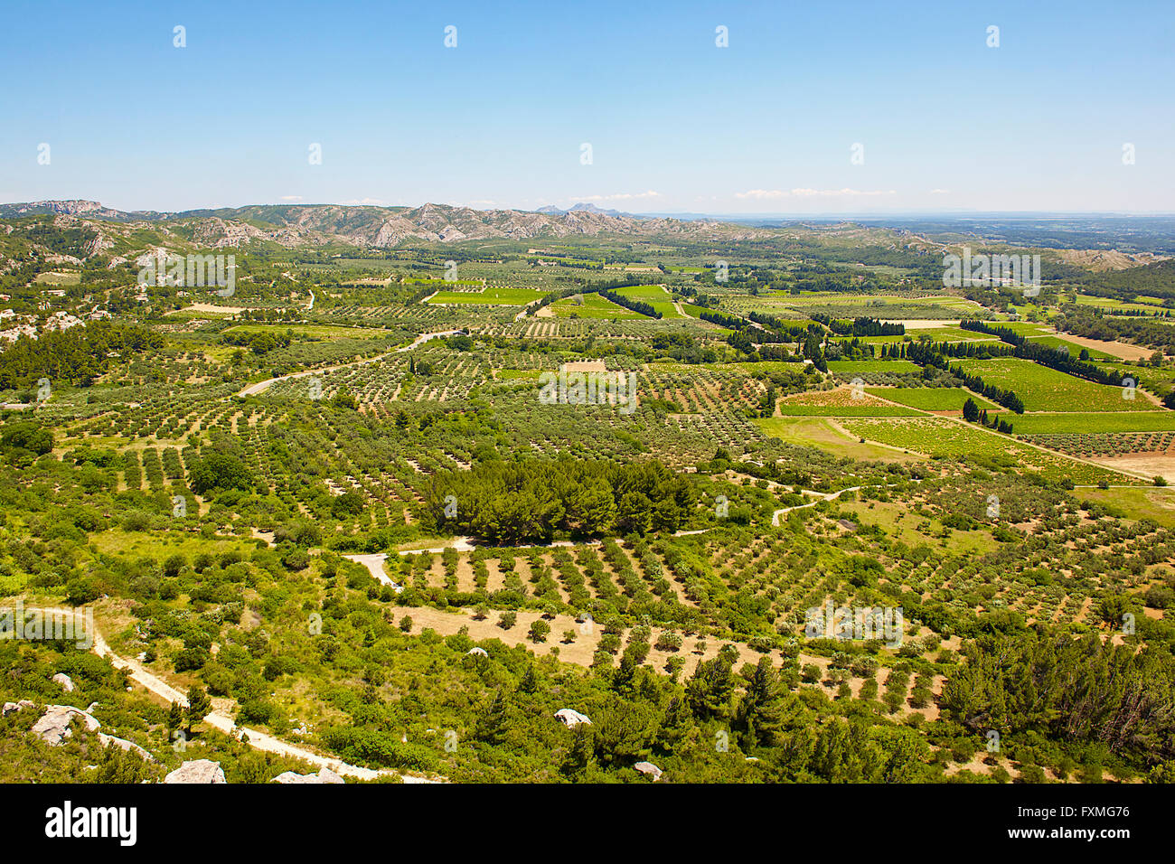 Übersicht von Les Baux de Provence, Frankreich Stockfoto
