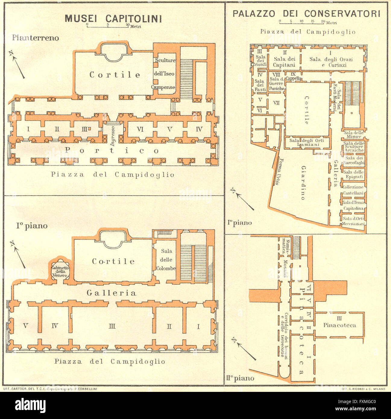 Rom: Musei Capitolini; Palazzo Dei Conservatori, 1925 Vintage Karte Stockfoto