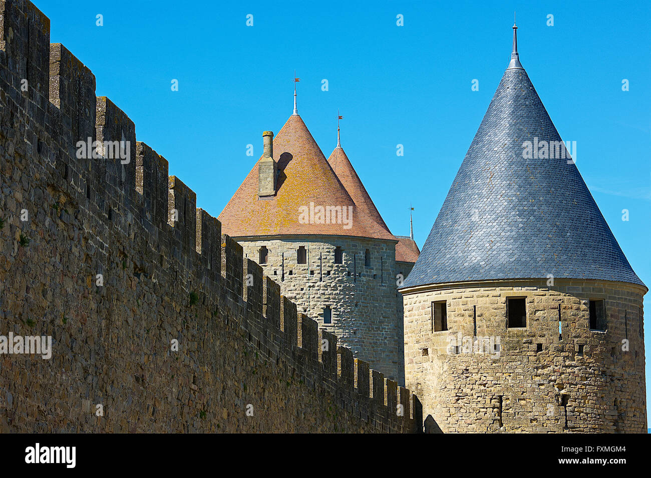 Die ummauerte Stadt Carcassonne, Carcassonne, Frankreich Stockfoto