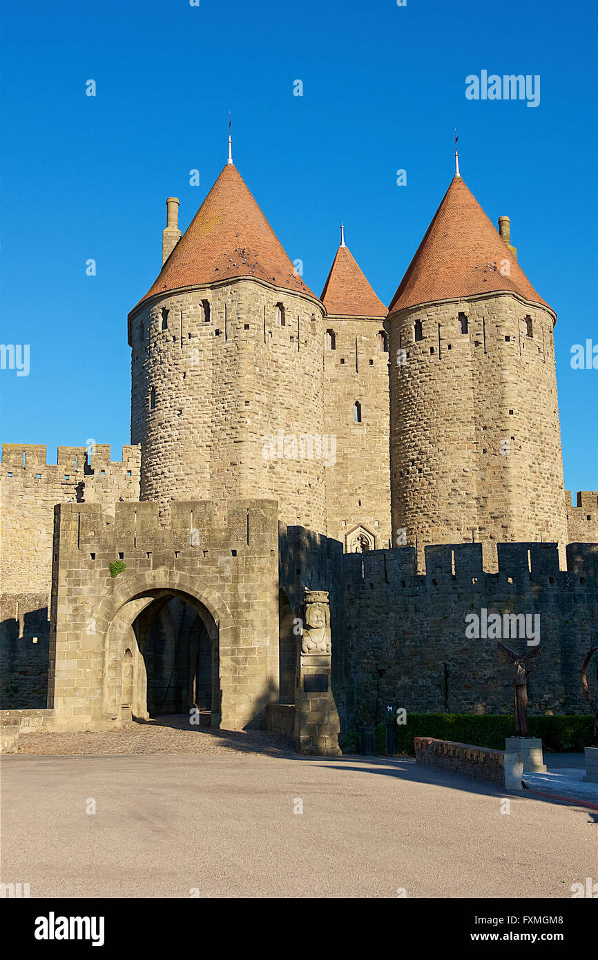 Narbonnaise Tor, Carcassonne, Frankreich Stockfoto