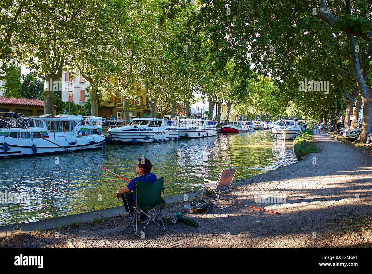 Canal du Midi, Carcassonne, Frankreich Stockfoto