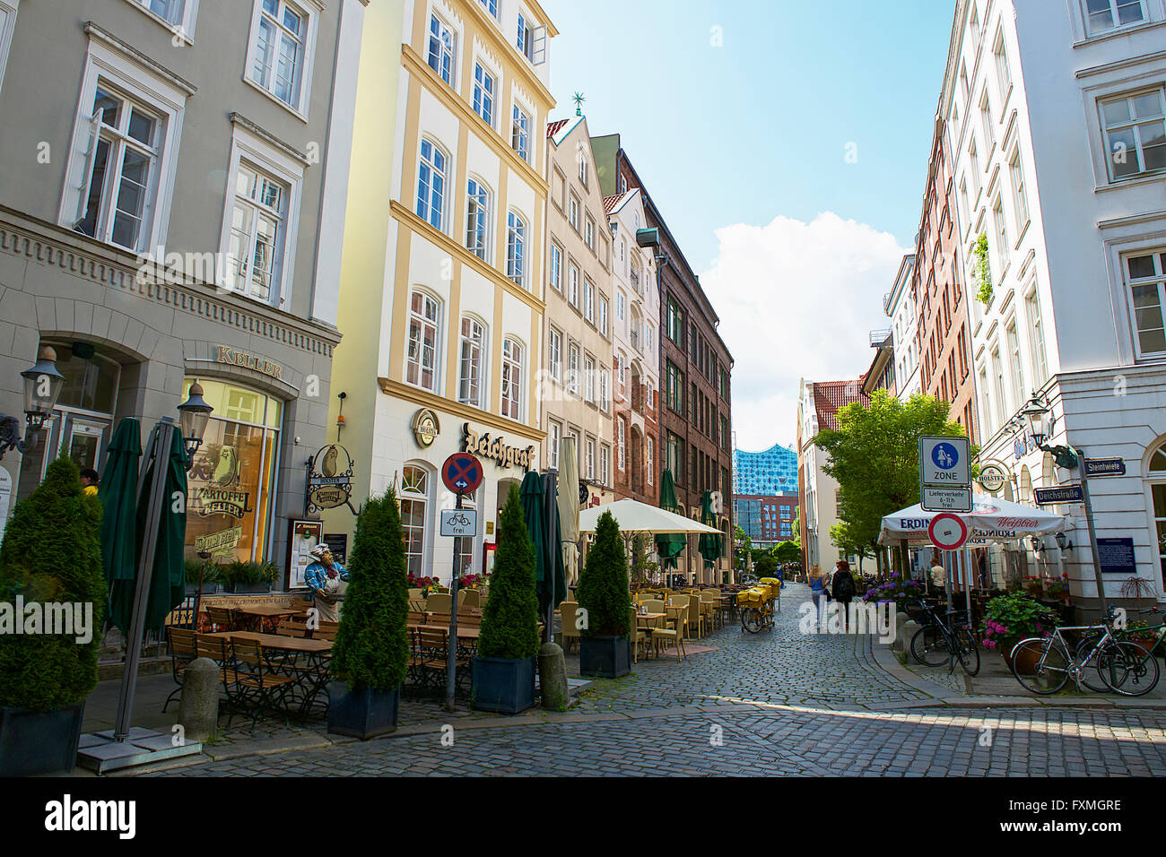 Die alte Straße der Deichstraße, Hamburg, Deutschland Stockfoto