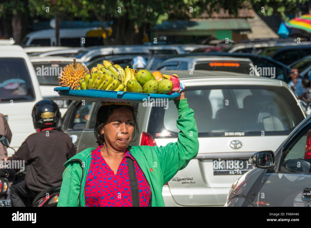 Obst-Verkäufer, Ubud, Bali, Indonesien Stockfoto