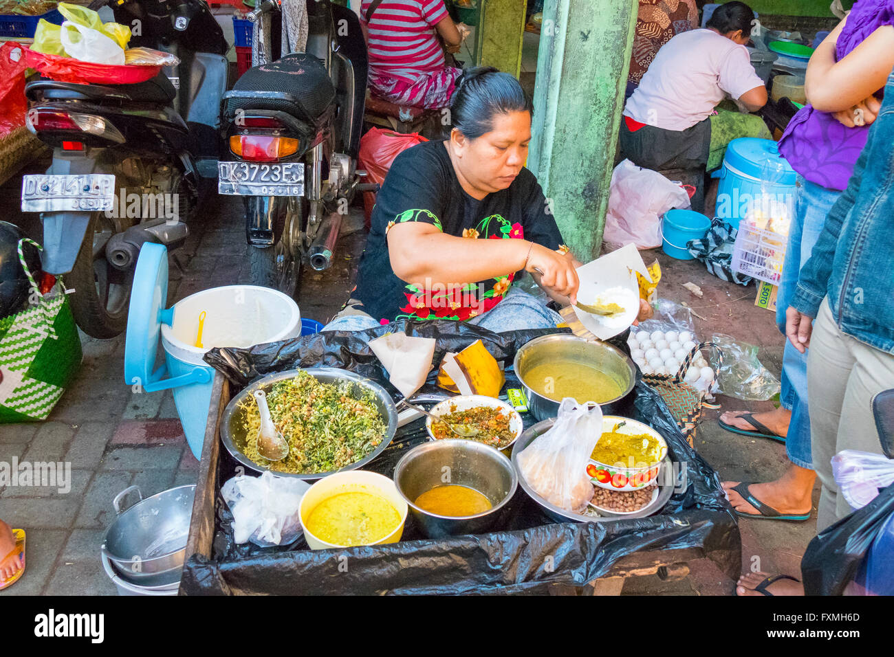 Street Food in Ubud, Bali, Indonesien Stockfoto