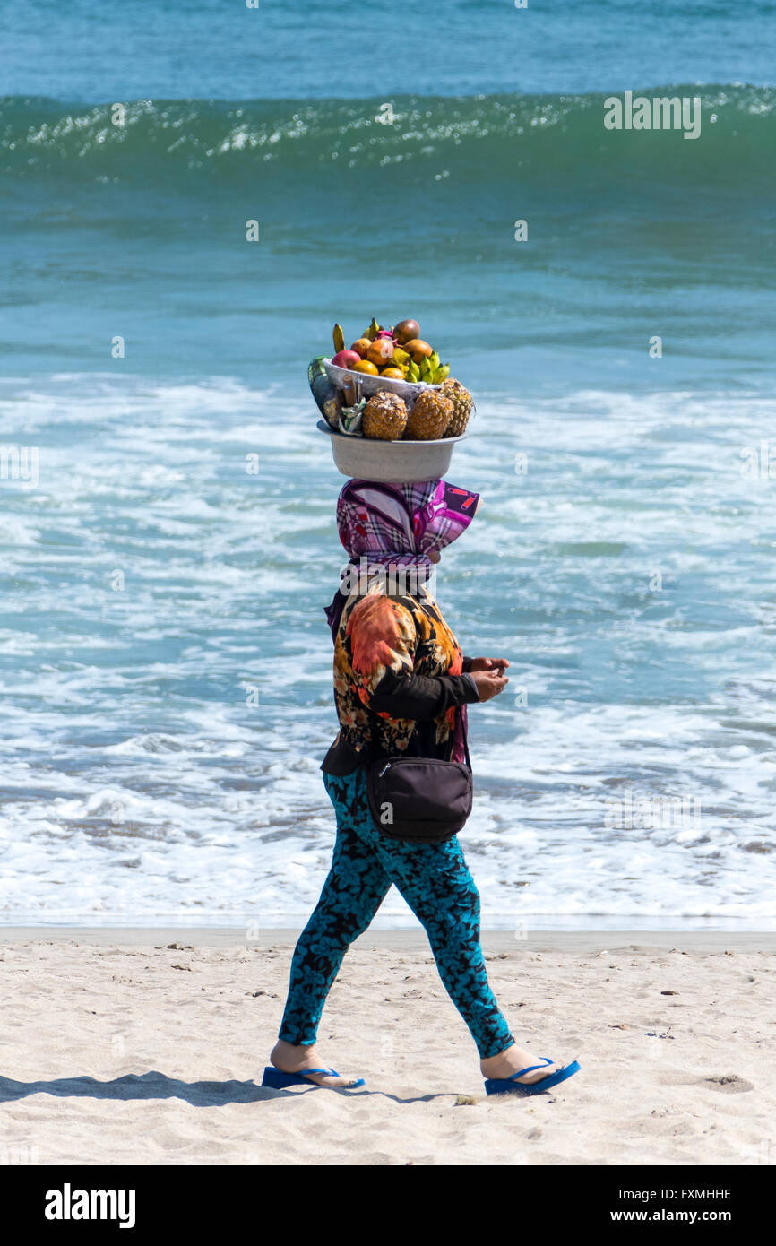 Obst-Verkäufer, Kuta, Bali, Indonesien Stockfoto