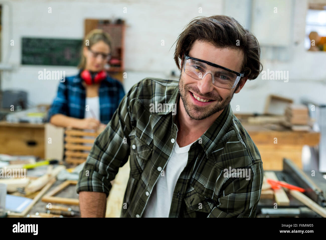 Porträt von männlichen carpenter Stockfoto