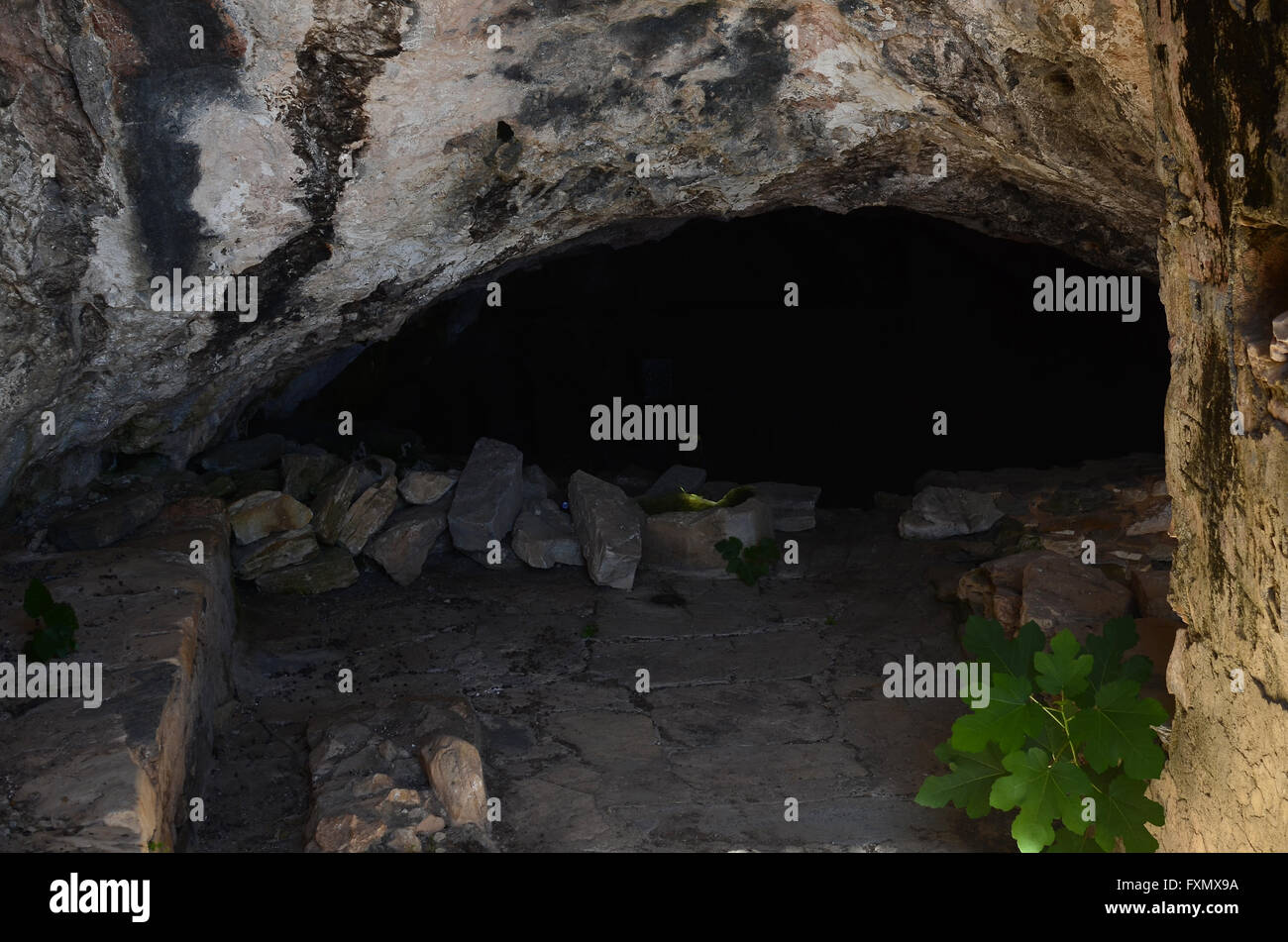 Erkundung der Höhlen von Griechenland Stockfoto