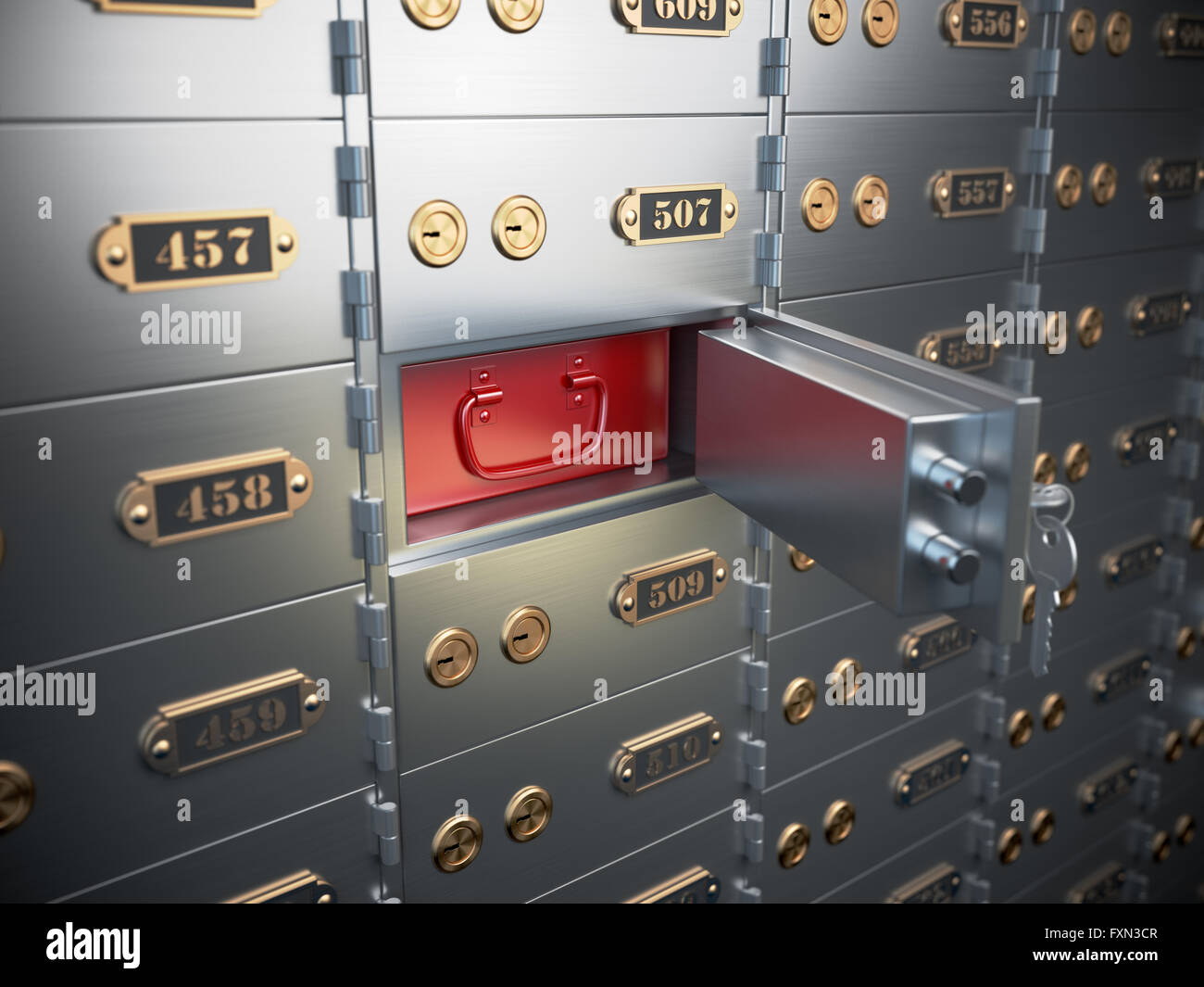 Safes mit Öffnen einer sicherere Zelle. 3D illustration Stockfoto