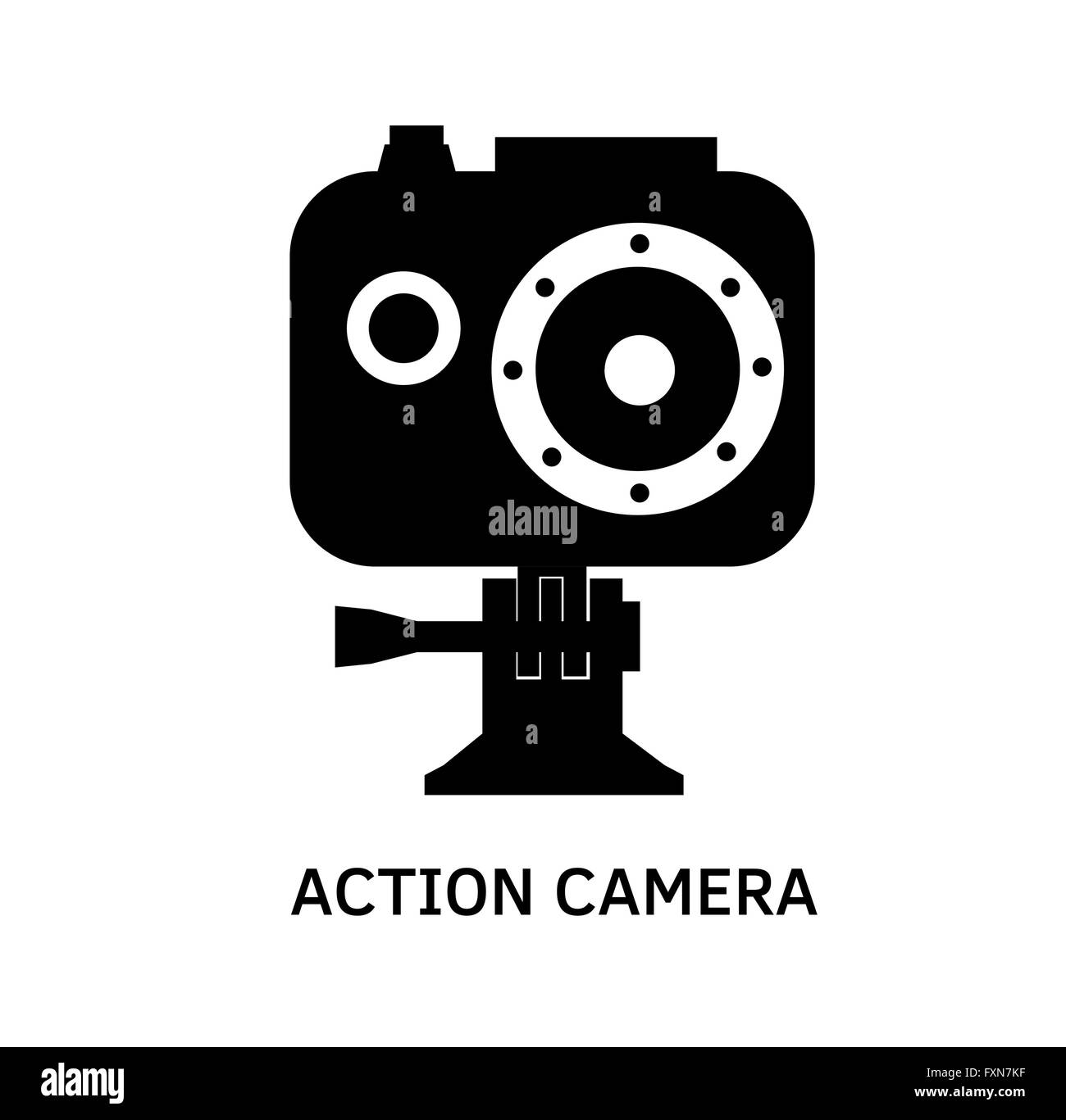 Aktion Kamera Symbol - schwarz Vektor video-Cam-Symbol im wasserdichten Gehäuse Stock Vektor